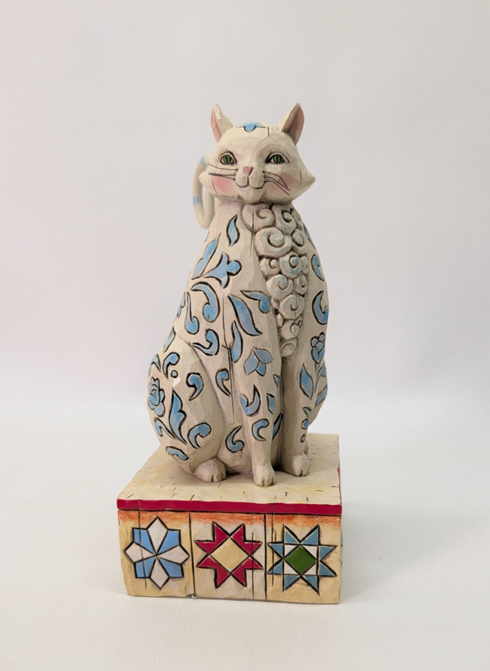 Jim Shore Heartwood Creek Evangaline Cat Figurine 4004864 Blue White 2005 Enesco